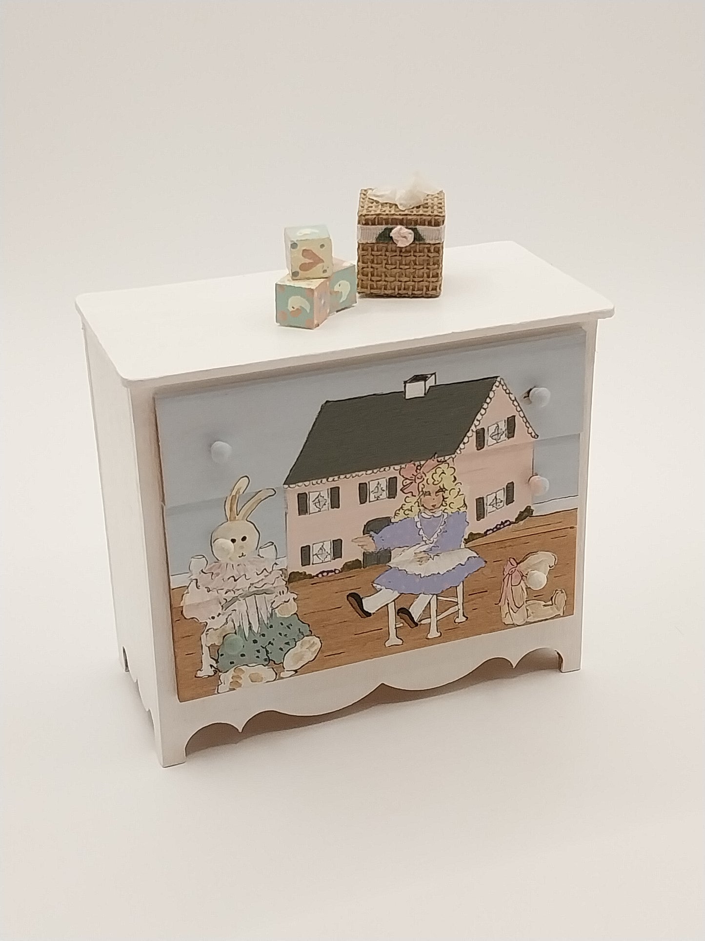 Girls Chest Of Drawers & Mirror, Handpainted