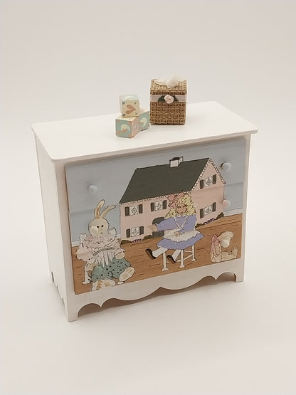Girls Chest Of Drawers & Mirror, Handpainted