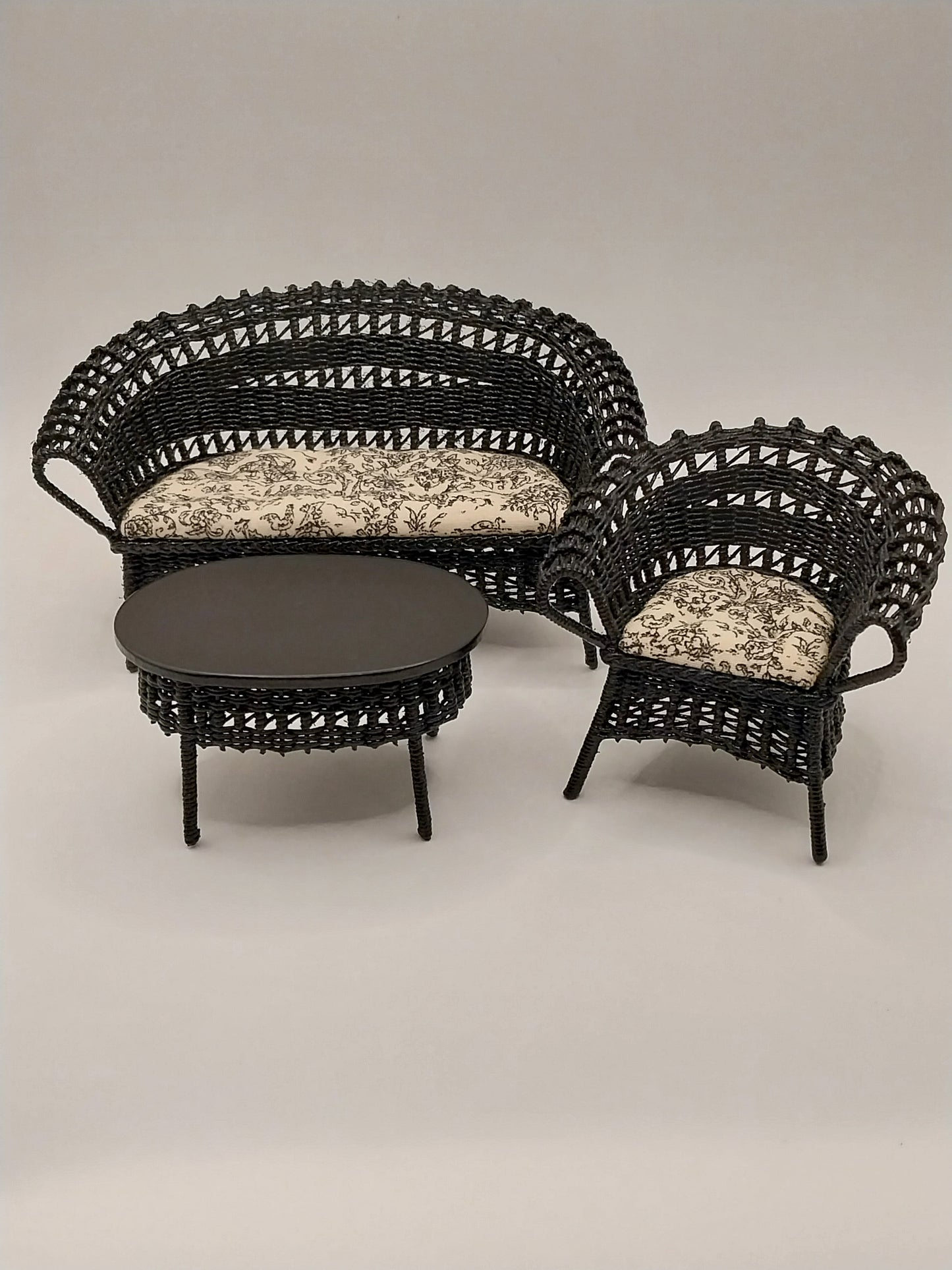 Black Wicker Patio Set, 3pc
