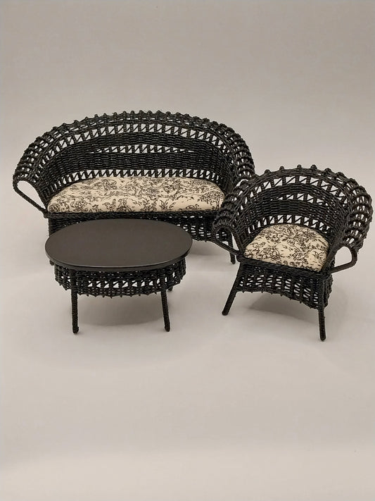 Black Wicker Patio Set, 3pc
