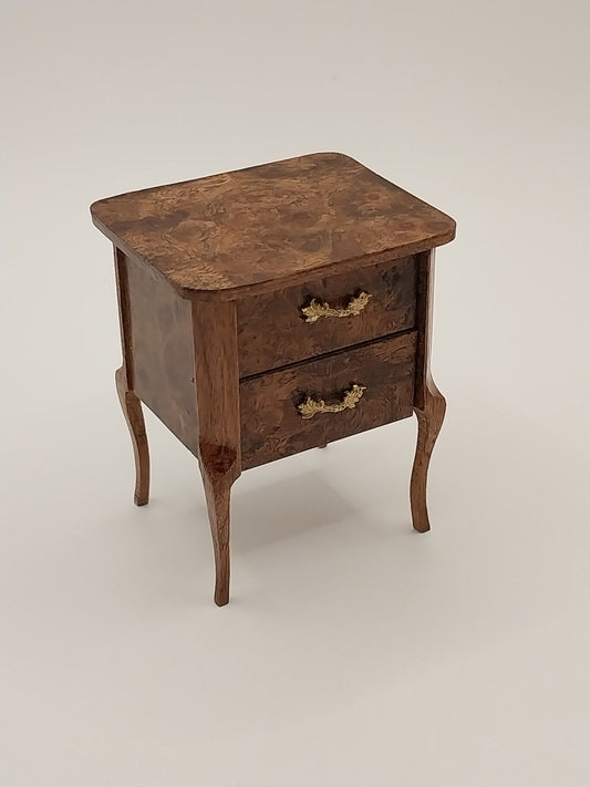 Night Stand With Burl Wood, Cherry