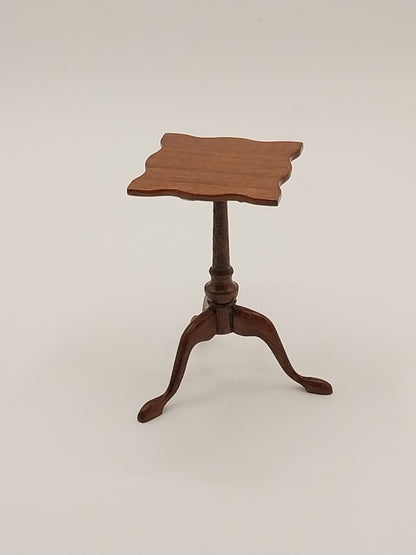 Serpentine Top Pedestal Tea Table, Cherry