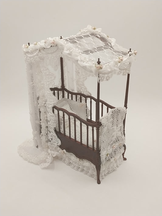Canopy Crib, Mahogany, Dressed
