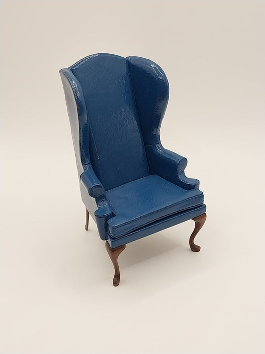 Leather Wing Chair, Royal Blue