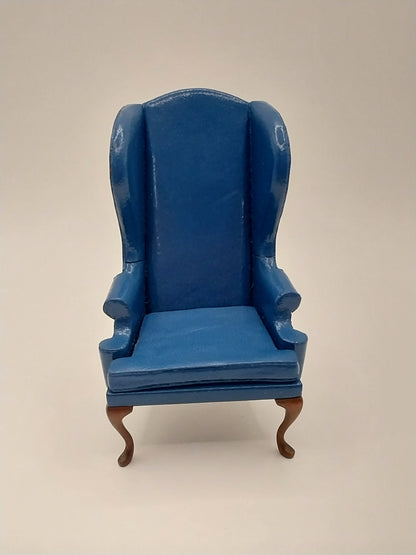 Leather Wing Chair, Royal Blue
