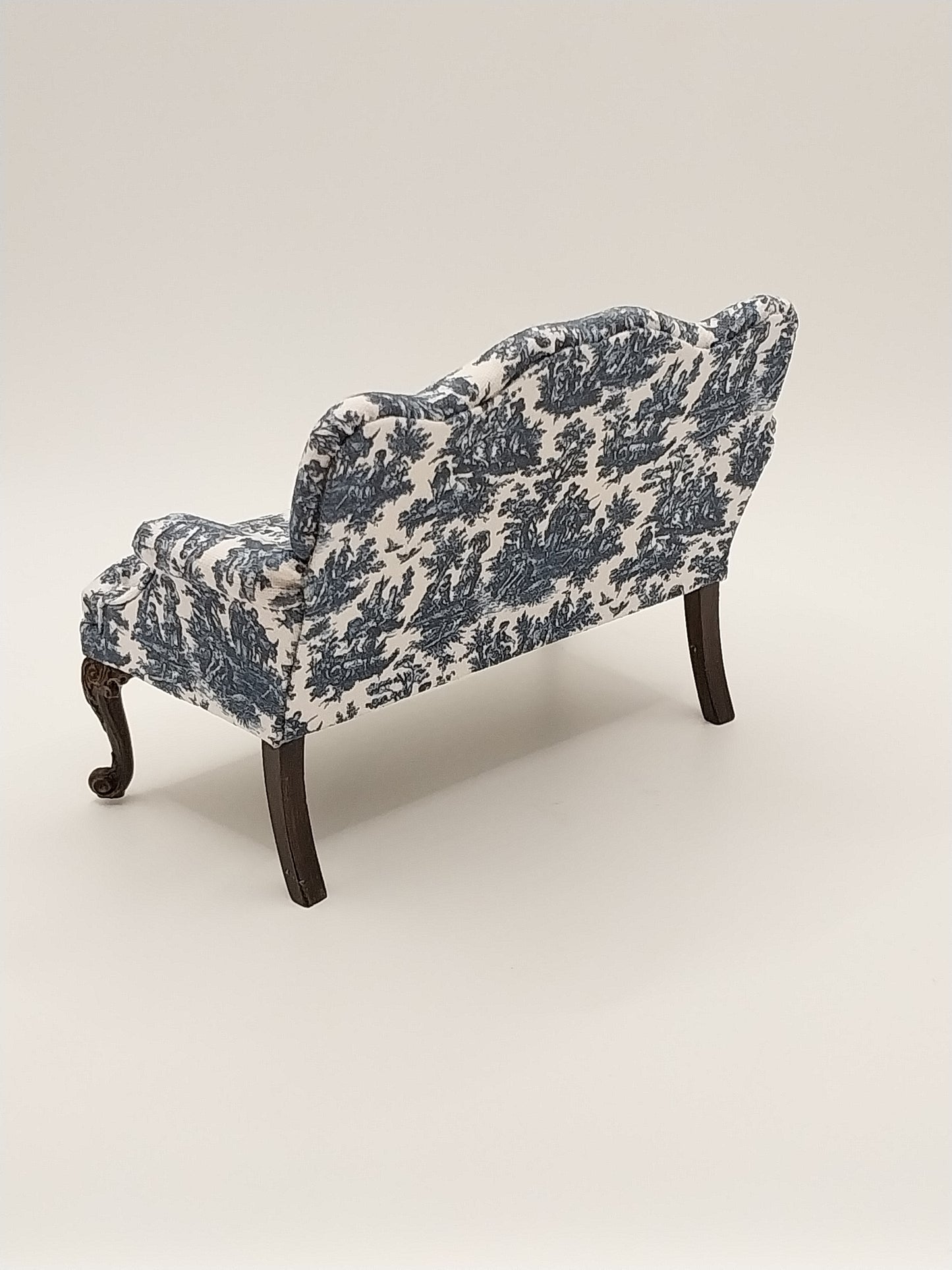 Camelback Settee, Blue Toile