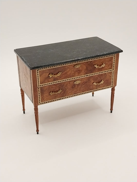 Framed Chest With Marble Top, Signed