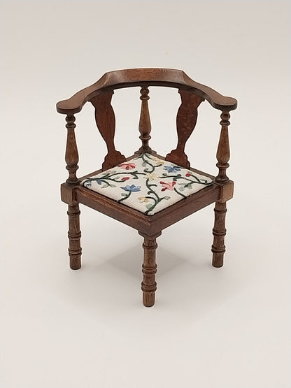 Corner Chair With Embroidered Seat