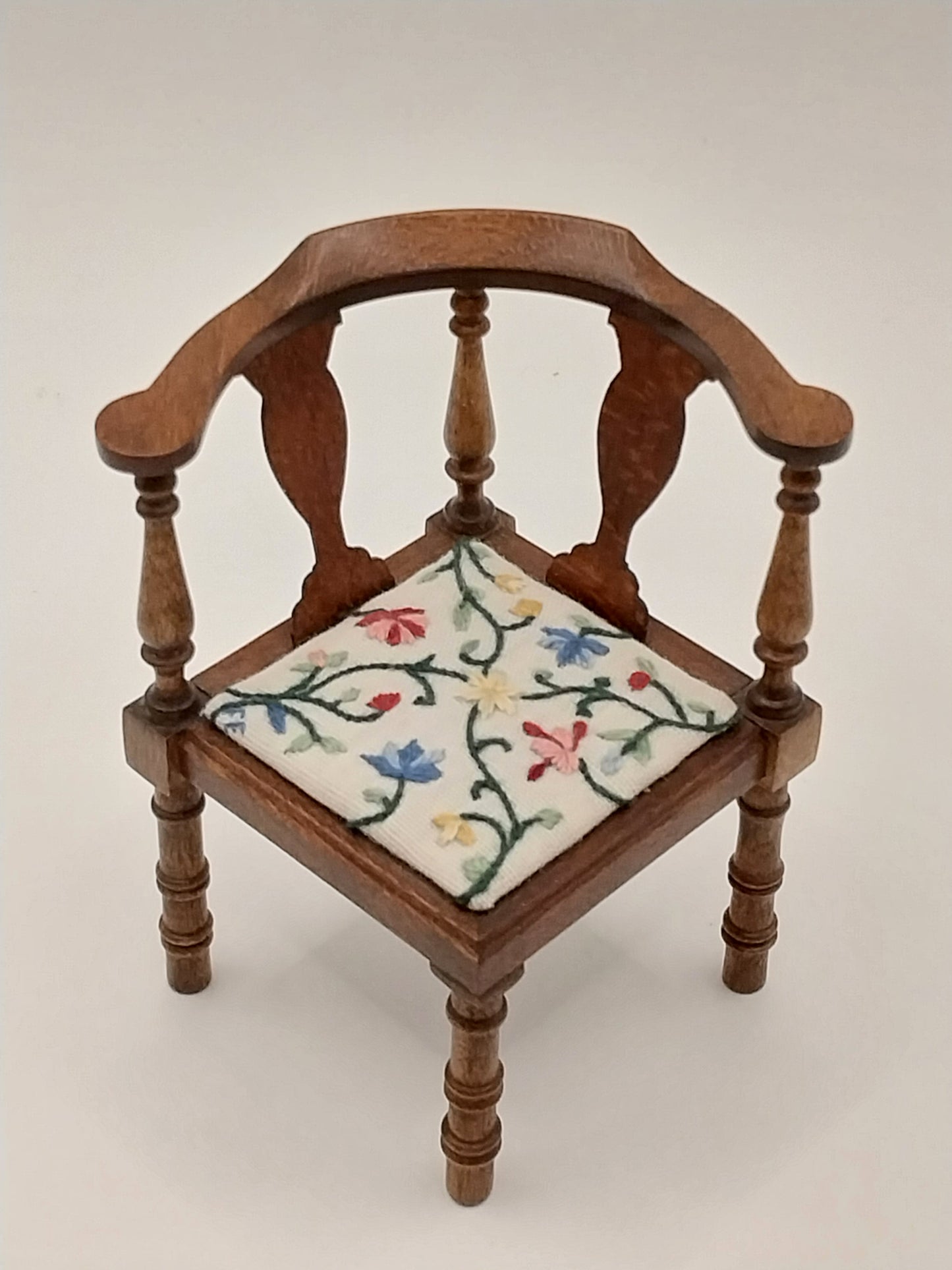 Corner Chair With Embroidered Seat