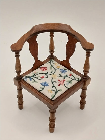 Corner Chair With Embroidered Seat