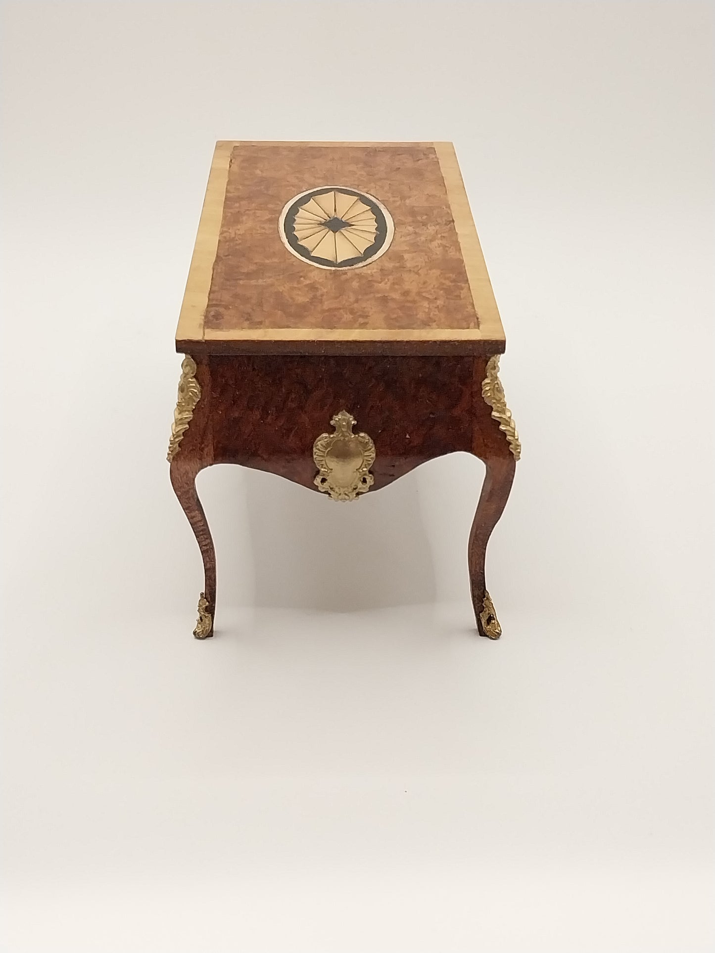 French Desk With Burl & Inlaid Wood, Signed