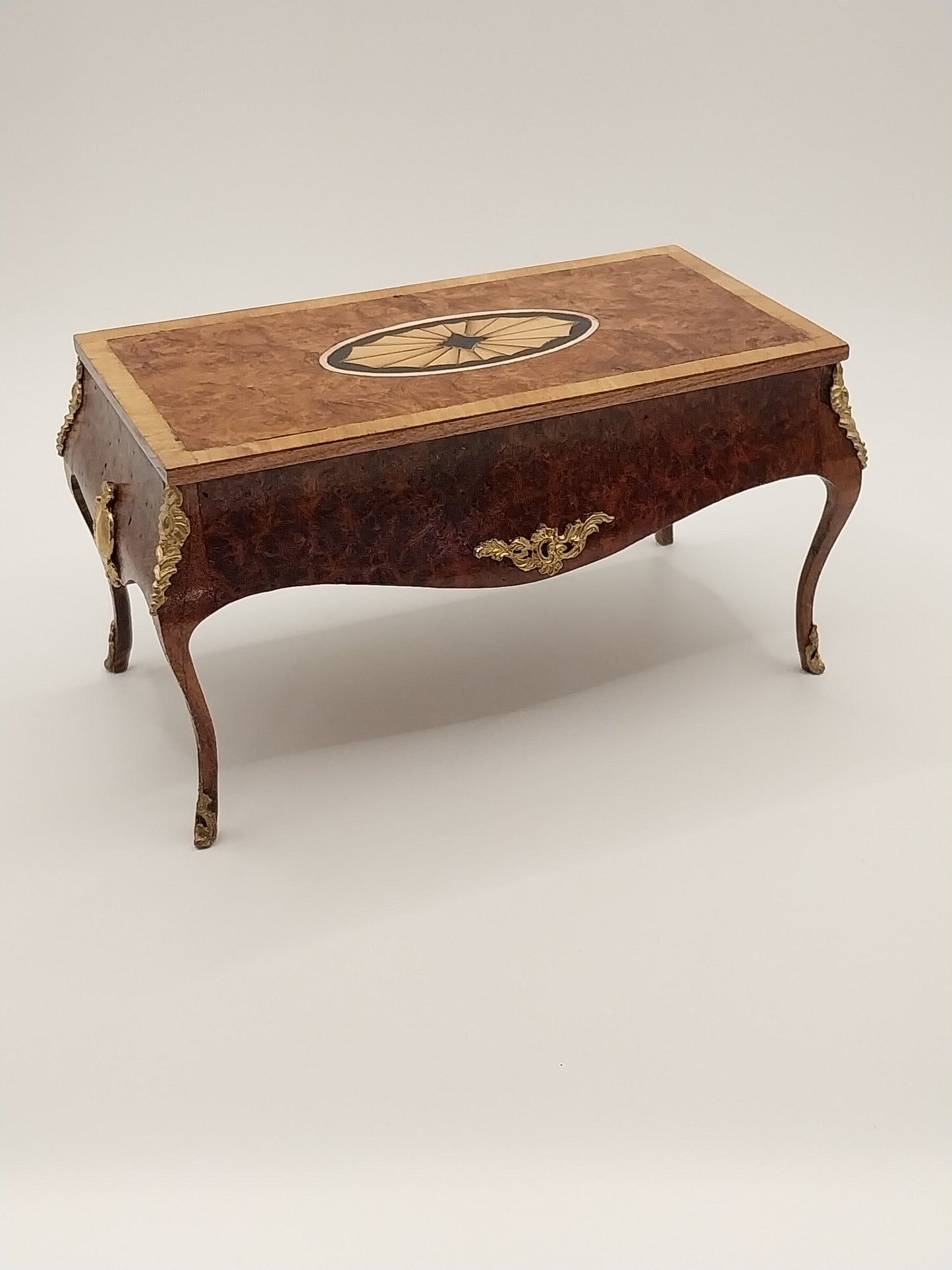 French Desk With Burl & Inlaid Wood, Signed