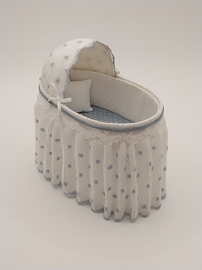 Bassinet, Blue & White, Signed