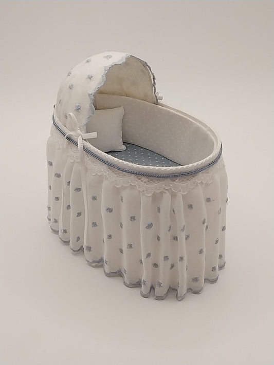 Bassinet, Blue & White, Signed
