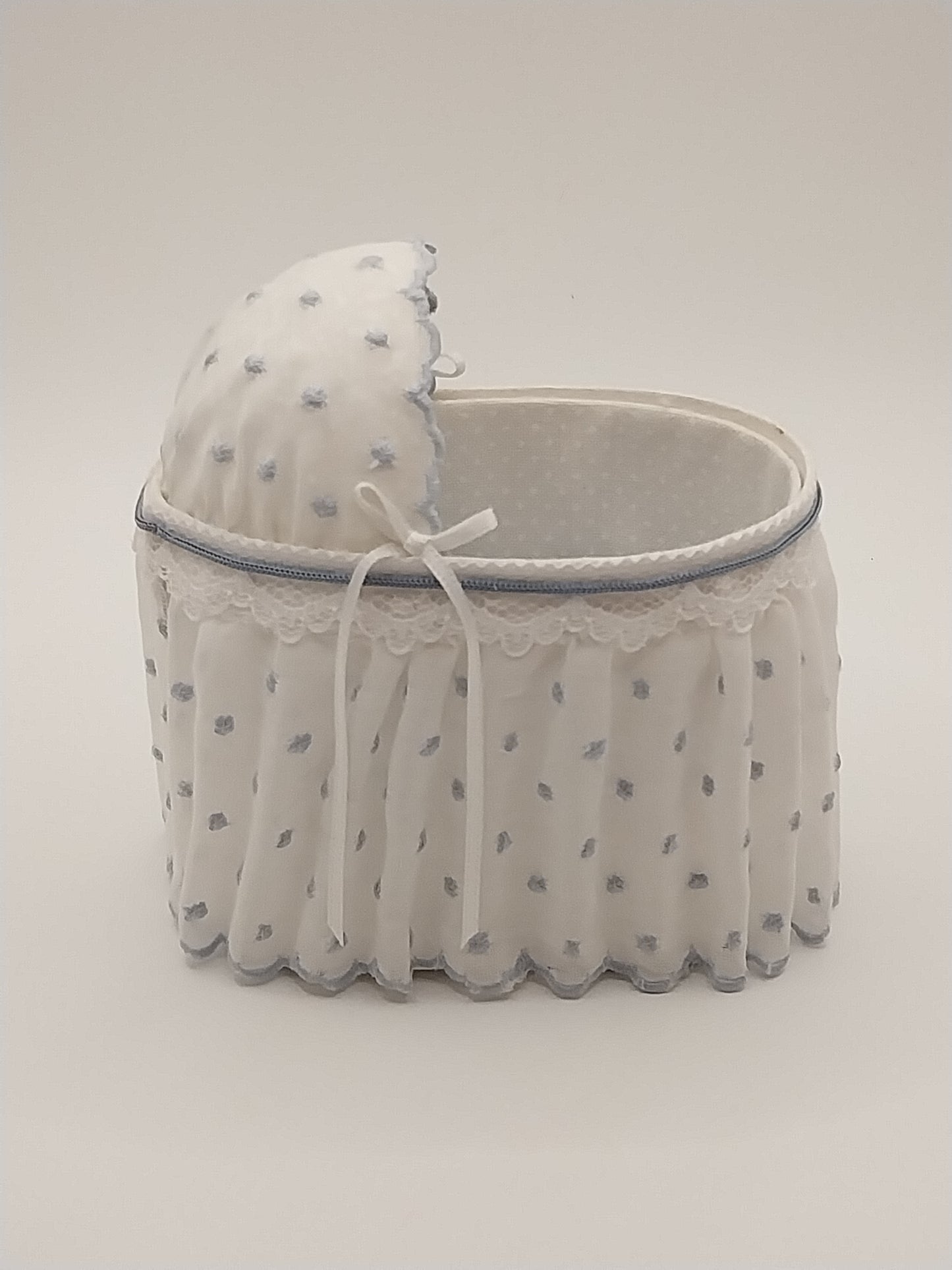 Bassinet, Blue & White, Signed