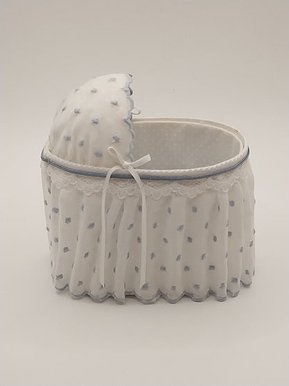 Bassinet, Blue & White, Signed