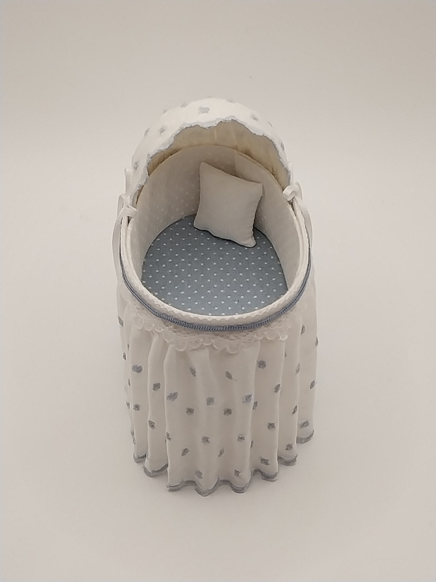 Bassinet, Blue & White, Signed