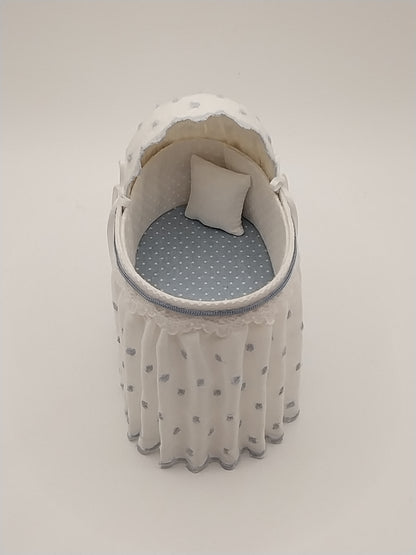 Bassinet, Blue & White, Signed