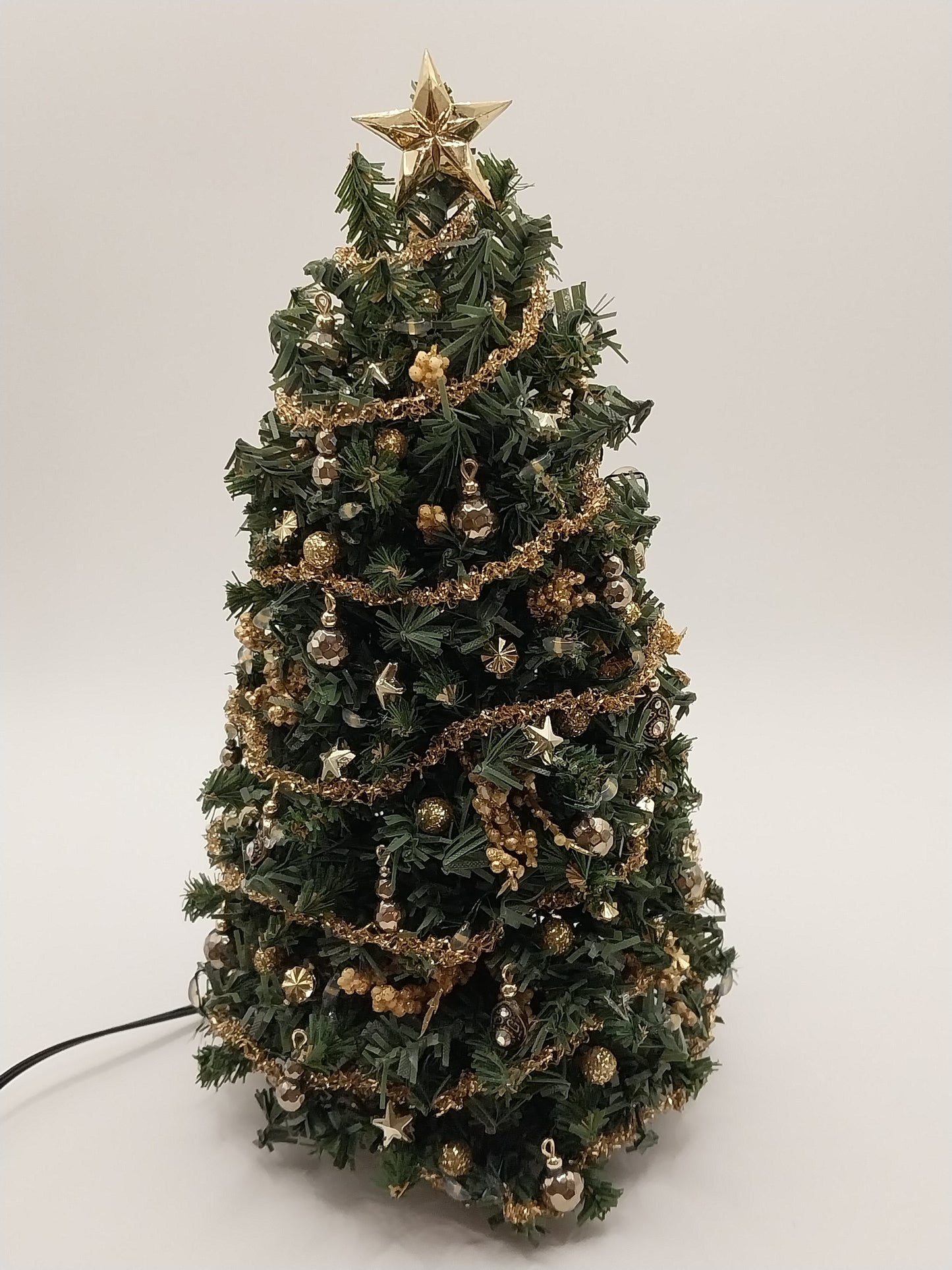 Working Christmas Tree, Gold With Color Lights