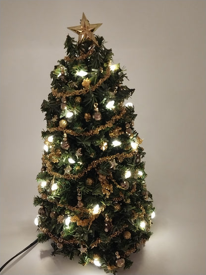 Working Christmas Tree, Gold With Color Lights