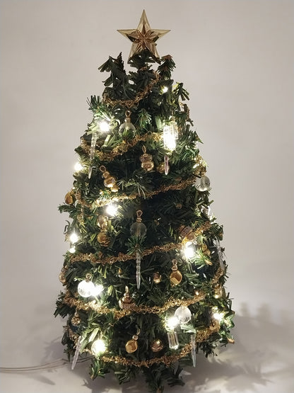 Working Christmas Tree, Gold & Icicles