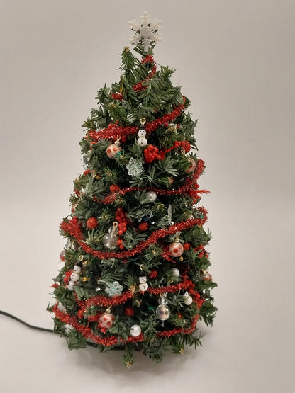 Working Christmas Tree, Red & Snowman