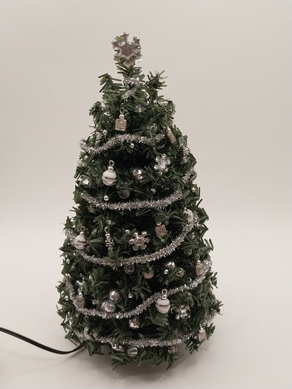Working Christmas Tree, Silver & White
