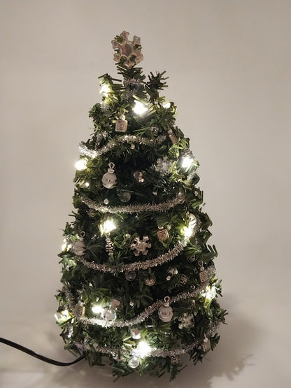 Working Christmas Tree, Silver & White