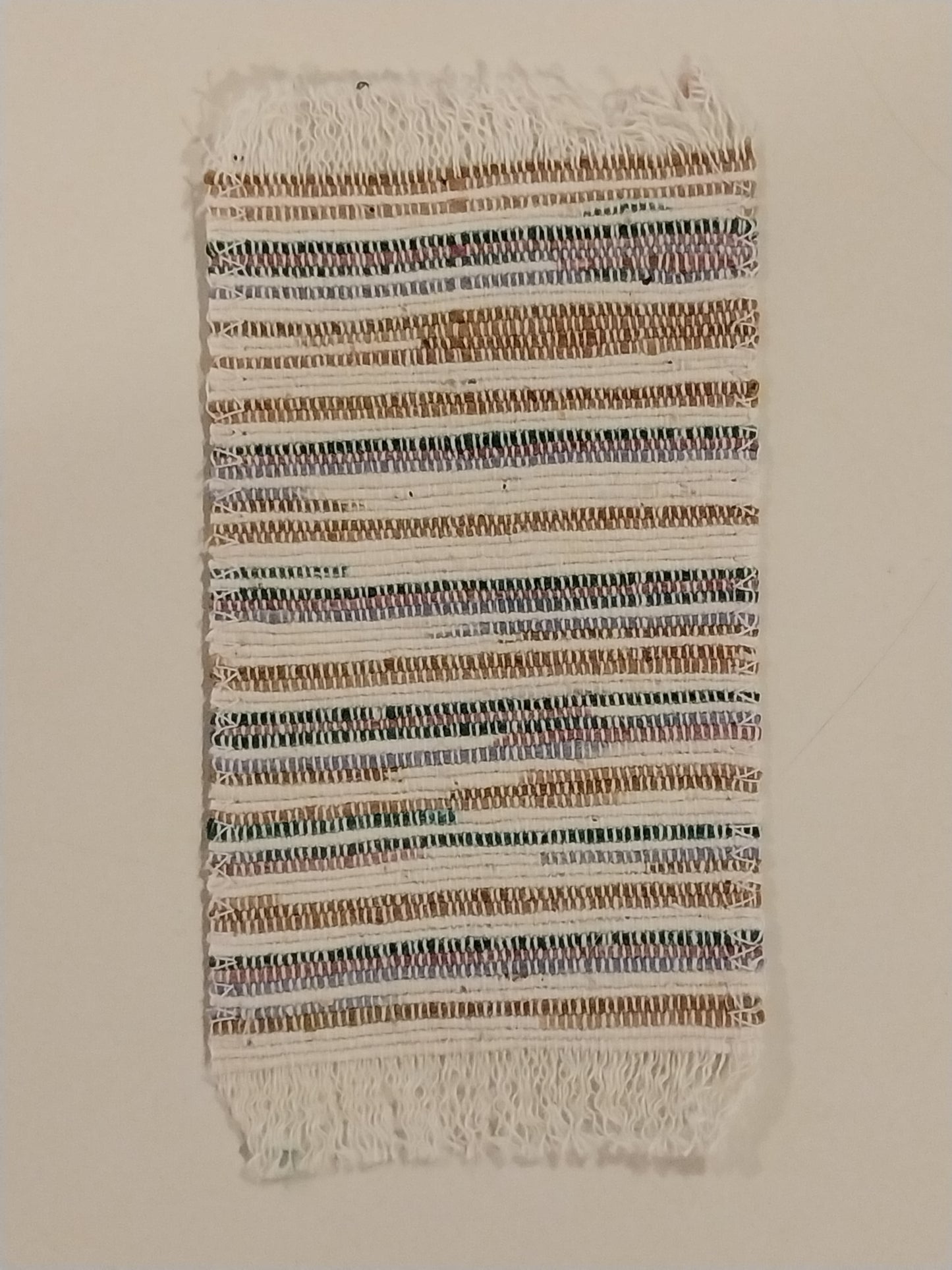 Small Rag Rug, Stripes in Cream, Tans, Lavendar