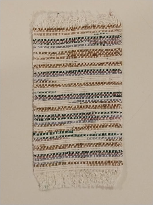 Small Rag Rug, Stripes in Cream, Tans, Lavendar