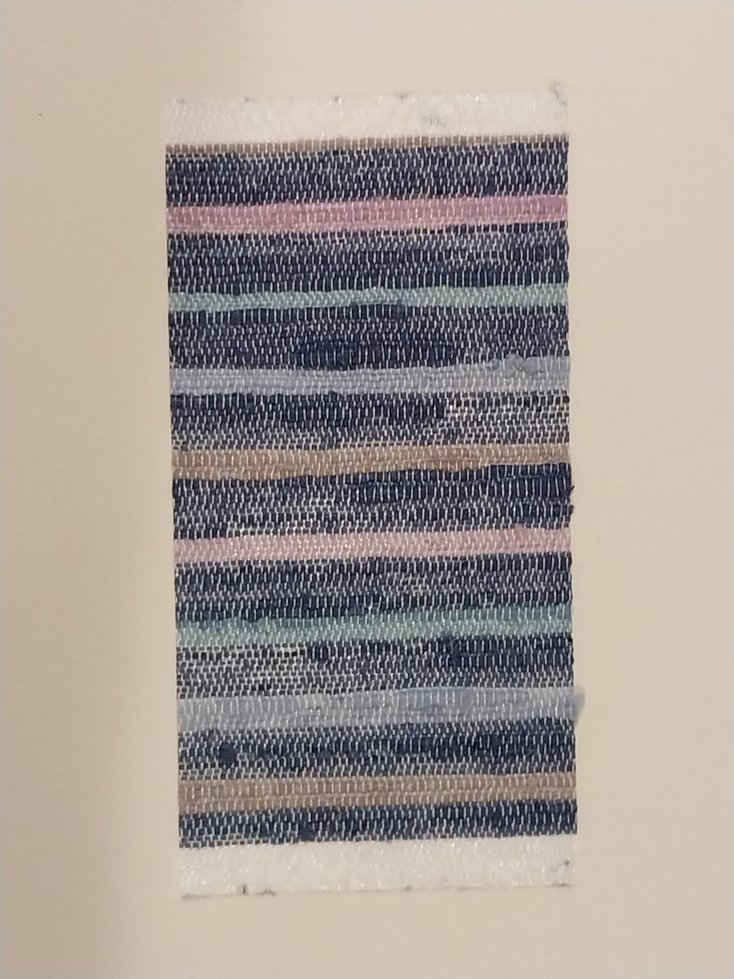 Small Rag Rug, Stripes Navy, Tan, Lavendar