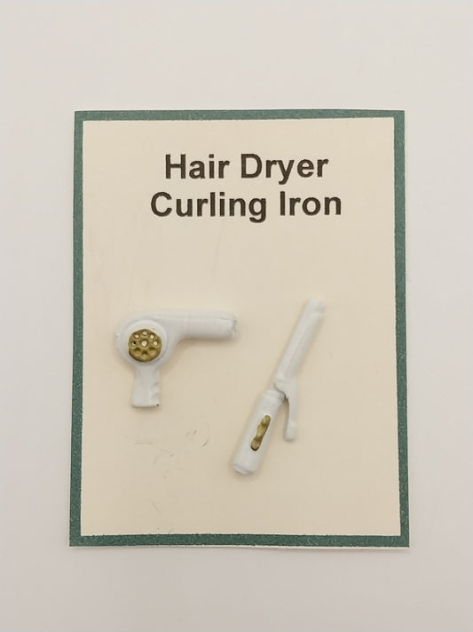 Hair Dryer & Curling Iron, White