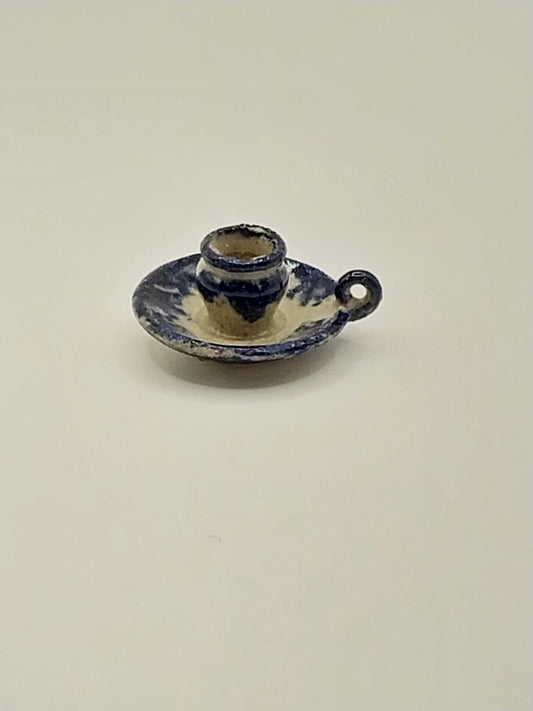 Stoneware Candle Holder, Spongeware