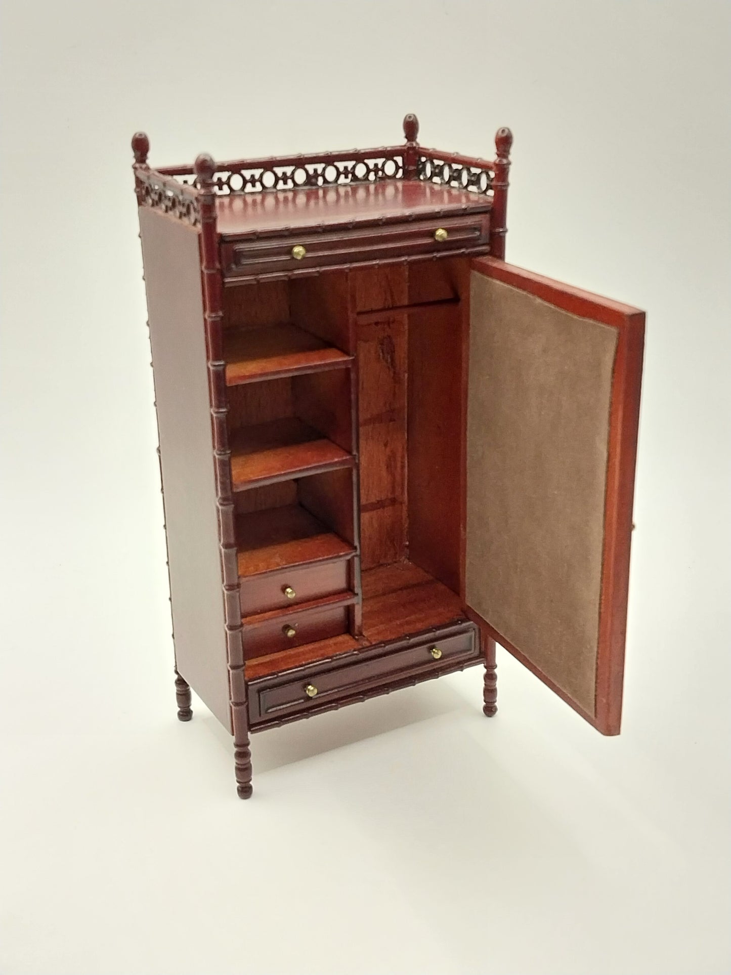 CEA311, McComber Faux Bamboo Armoire, Mahogany