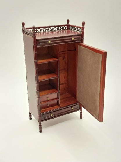 CEA311, McComber Faux Bamboo Armoire, Mahogany