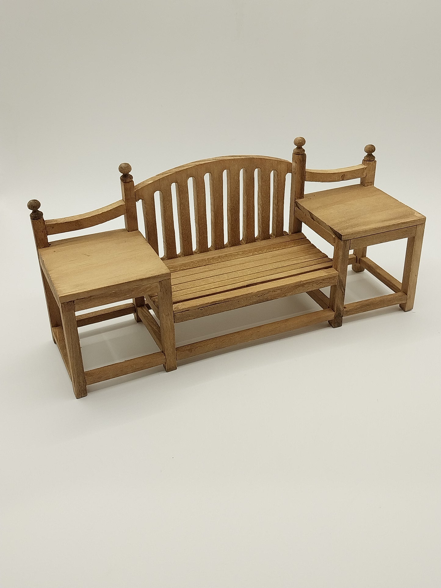 CEA312, Garden Bench With Side Tables, Walnut