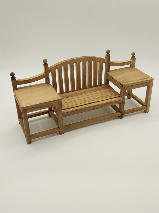 CEA312, Garden Bench With Side Tables, Walnut