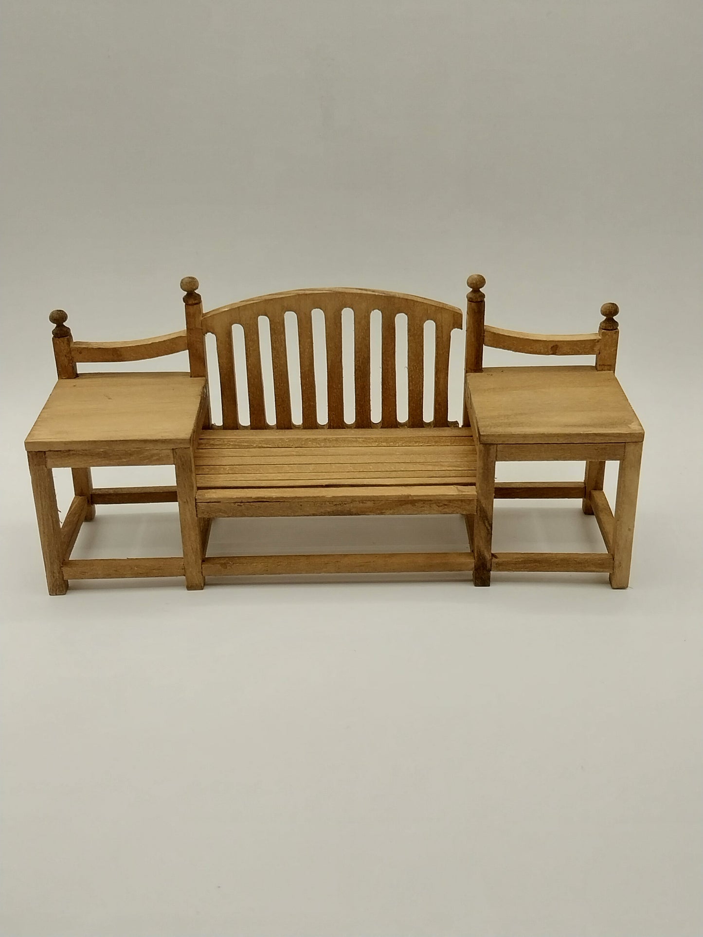 CEA312, Garden Bench With Side Tables, Walnut