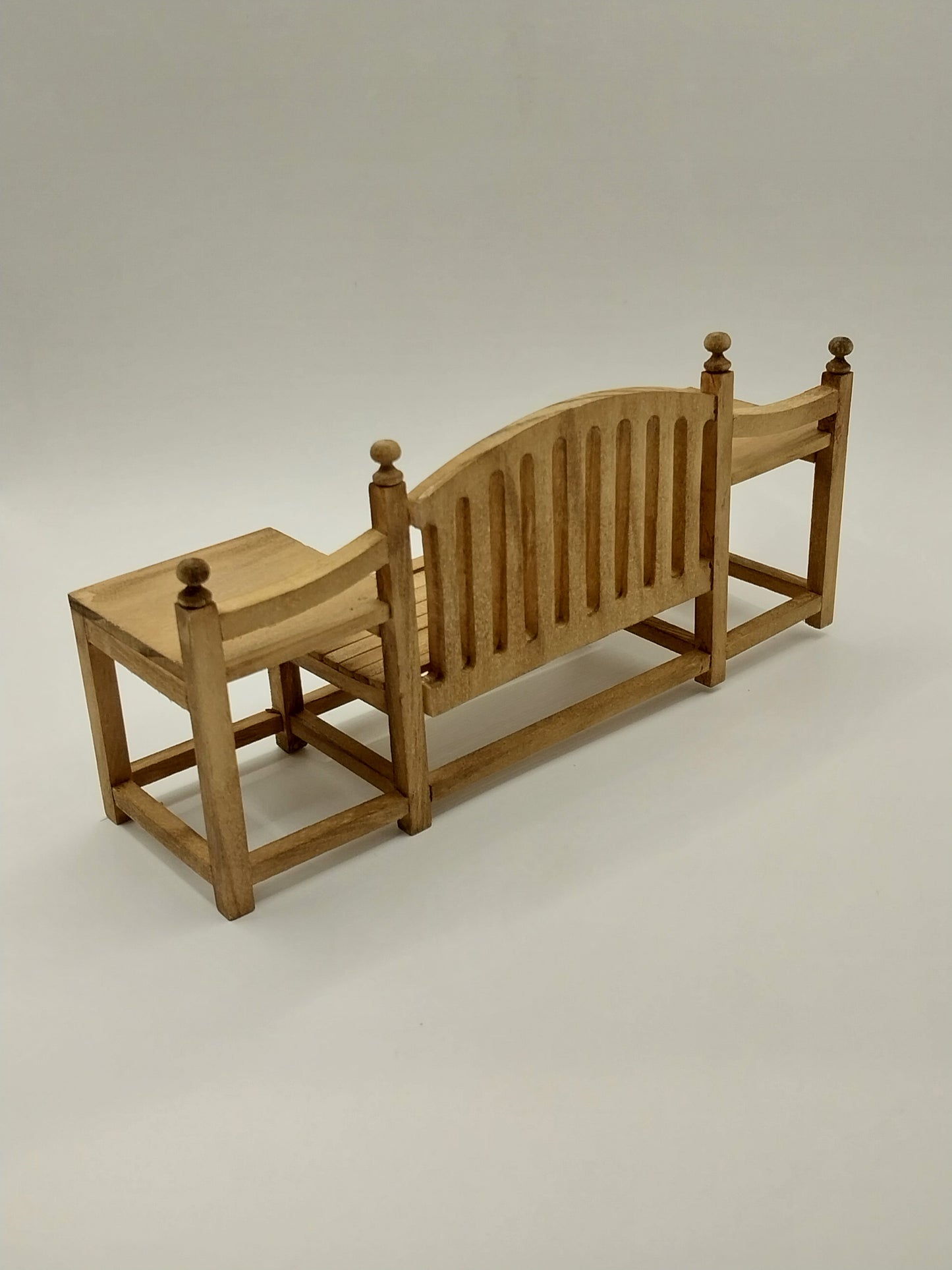 CEA312, Garden Bench With Side Tables, Walnut