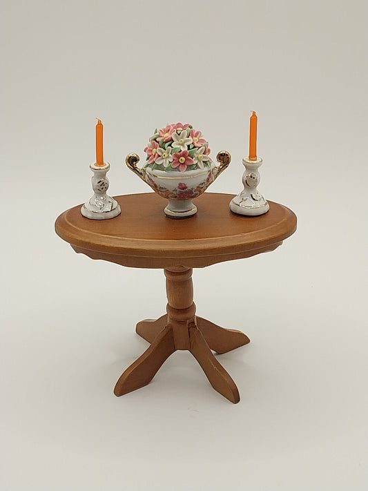CEA319, Oval Table With Floral Arrangement & Candles
