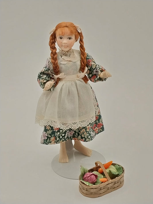 Red Head Girl Doll With Vegetable Basket