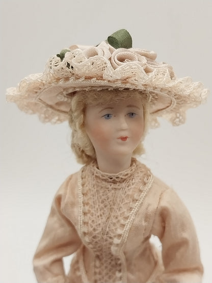 Victorian Lady Doll In Pink Hat