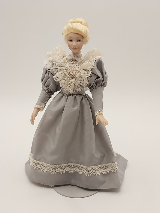 Victorian Lady Doll, Gray Dress