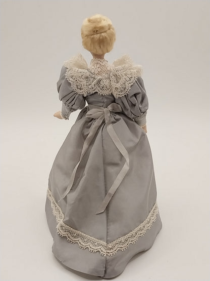 Victorian Lady Doll, Gray Dress