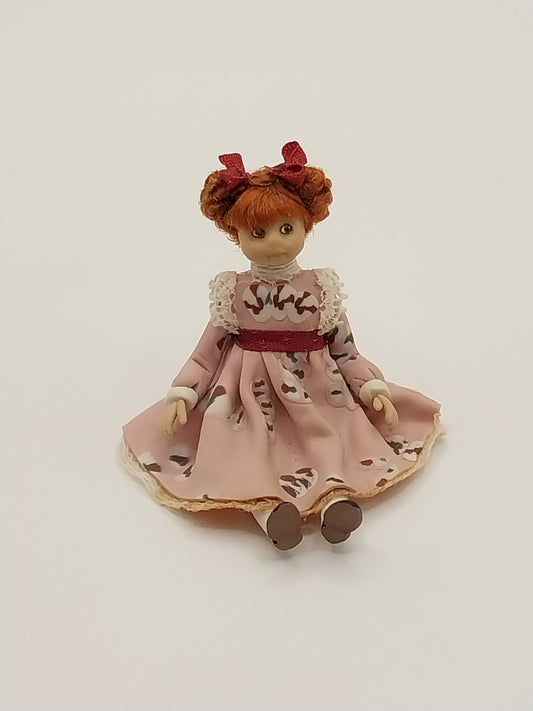 Little Girl Baby Doll, Handmade, Pink Dress