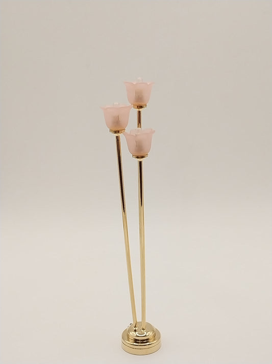 3 Pink Tulip Shade Floor Lamp, LED