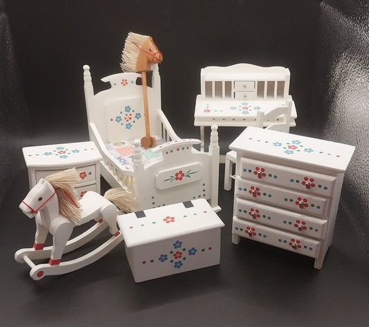 CPW137, Toddler Bedroom Set, Cream Floral, 8pc