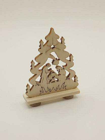 Nativity Scene In Tree, Laser Cut