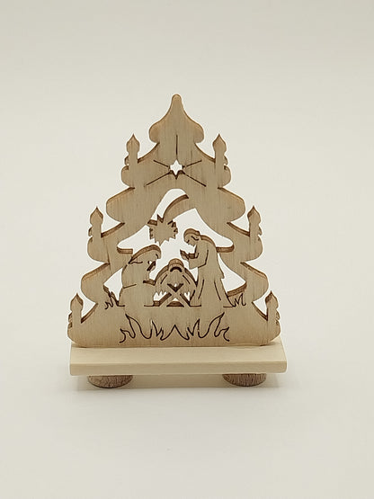 Nativity Scene In Tree, Laser Cut