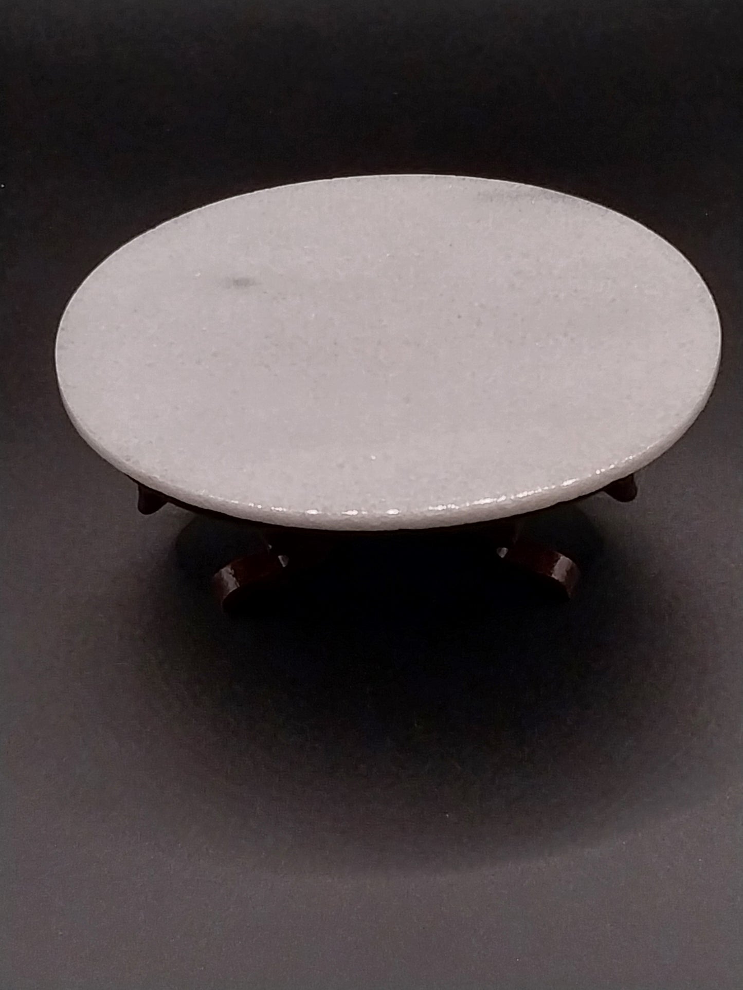 Oval Carved Coffee Table With Marble Top, Mahogany